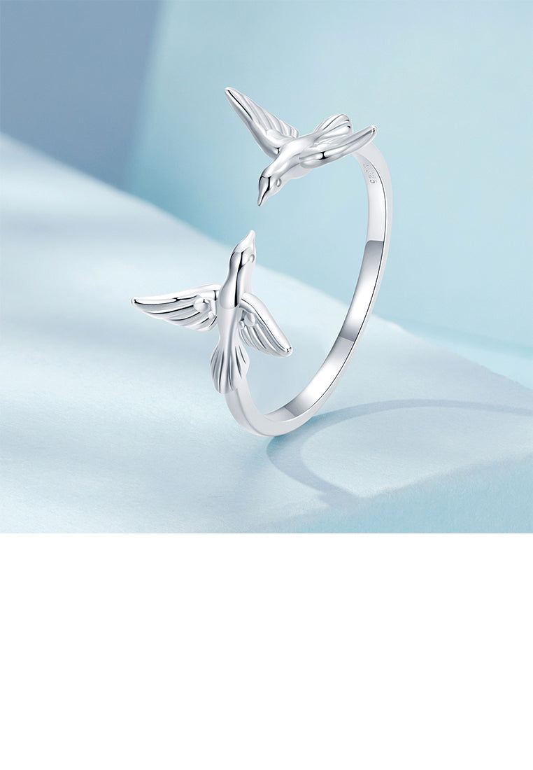 925 Sterling Silver Fashion Simple Bird Adjustable Open Ring