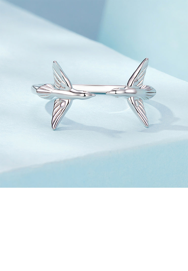 925 Sterling Silver Fashion Simple Bird Adjustable Open Ring
