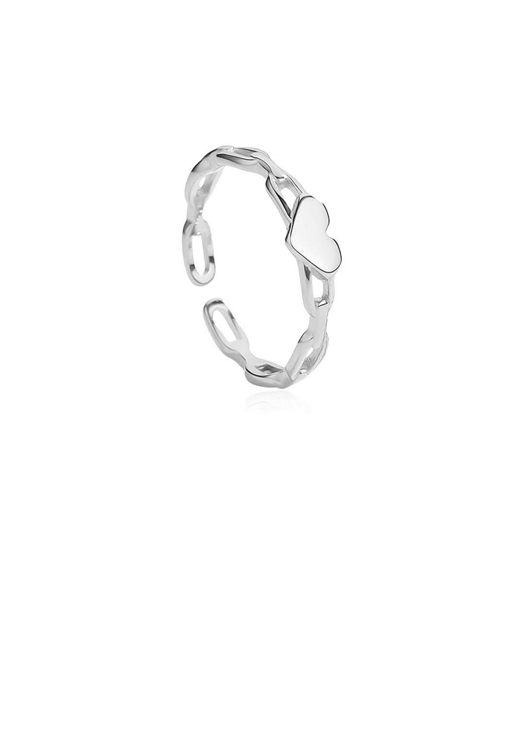 925 Sterling Silver Fashion and Simple Heart-shaped Twist Adjustable Open Ring