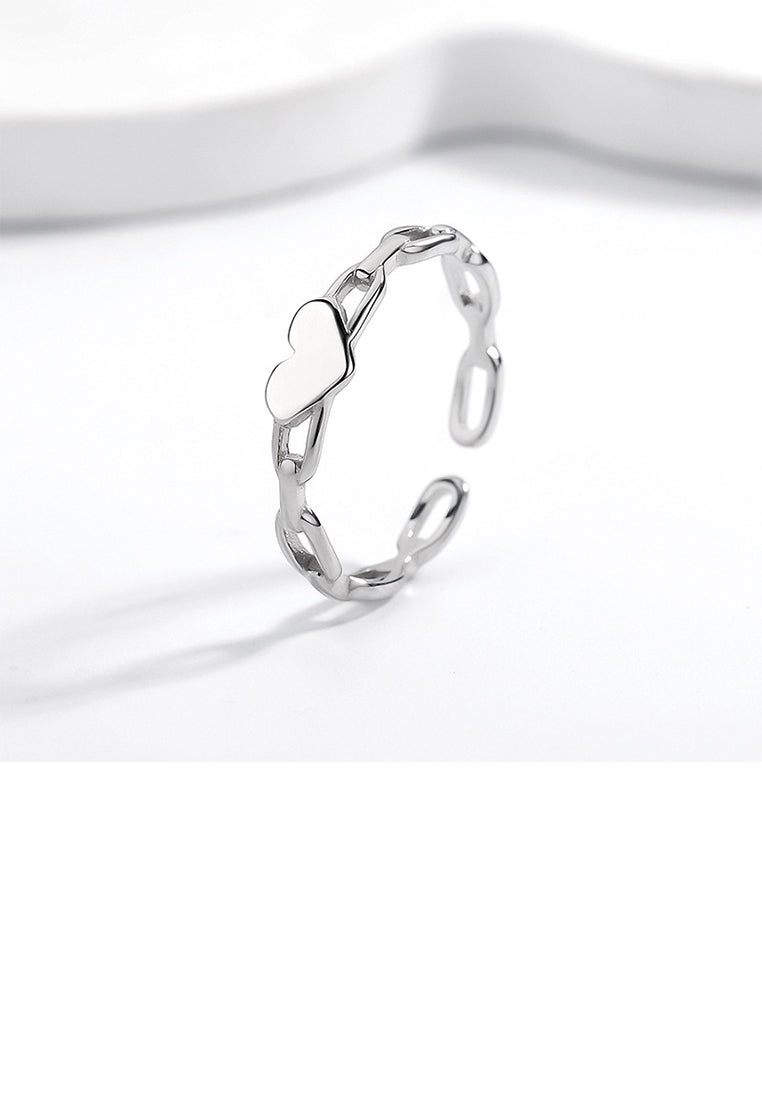 925 Sterling Silver Fashion and Simple Heart-shaped Twist Adjustable Open Ring