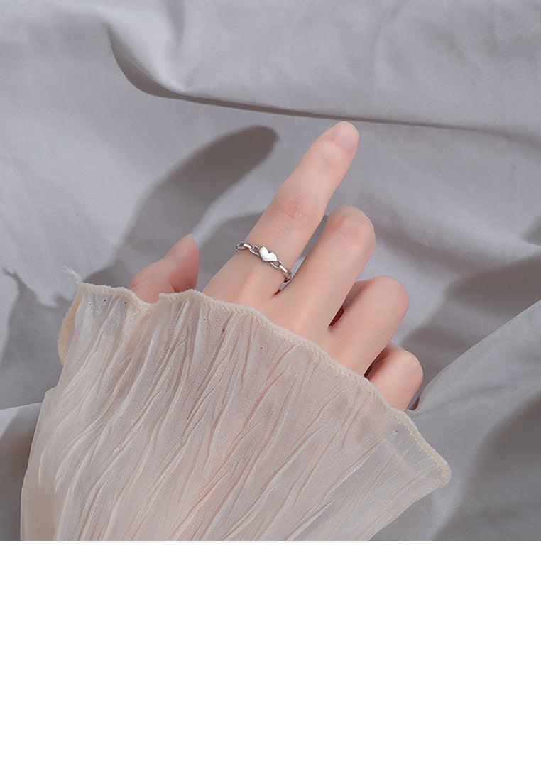 925 Sterling Silver Fashion and Simple Heart-shaped Twist Adjustable Open Ring