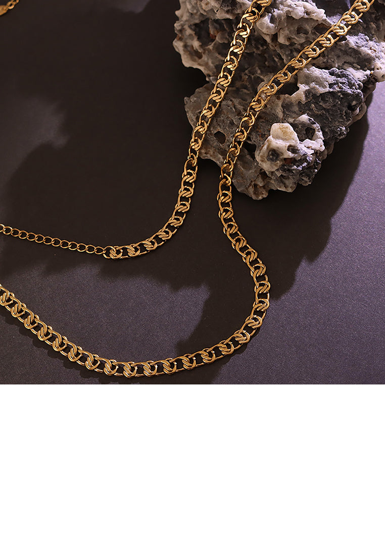 Simple Personality Plated Gold 316L Stainless Steel Geometric Chain Necklace