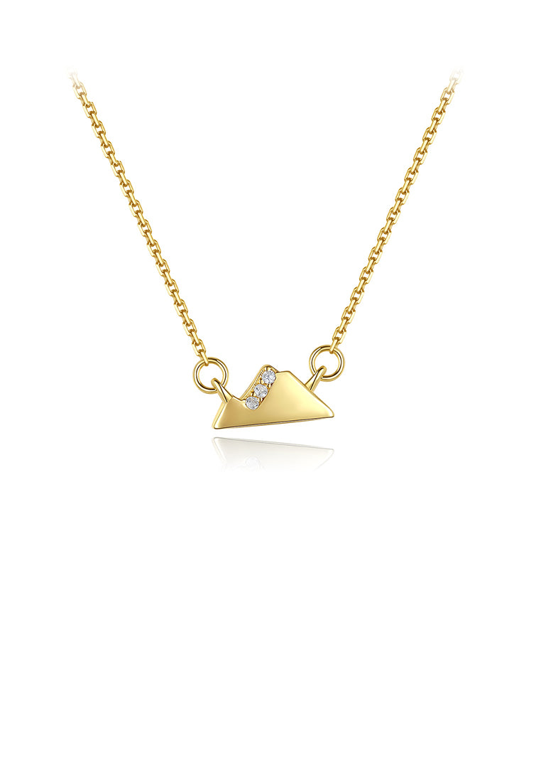 925 Sterling Silver Plated Gold Simple Creative Snow Mountain Necklace with Cubic Zirconia - Luxurious Look