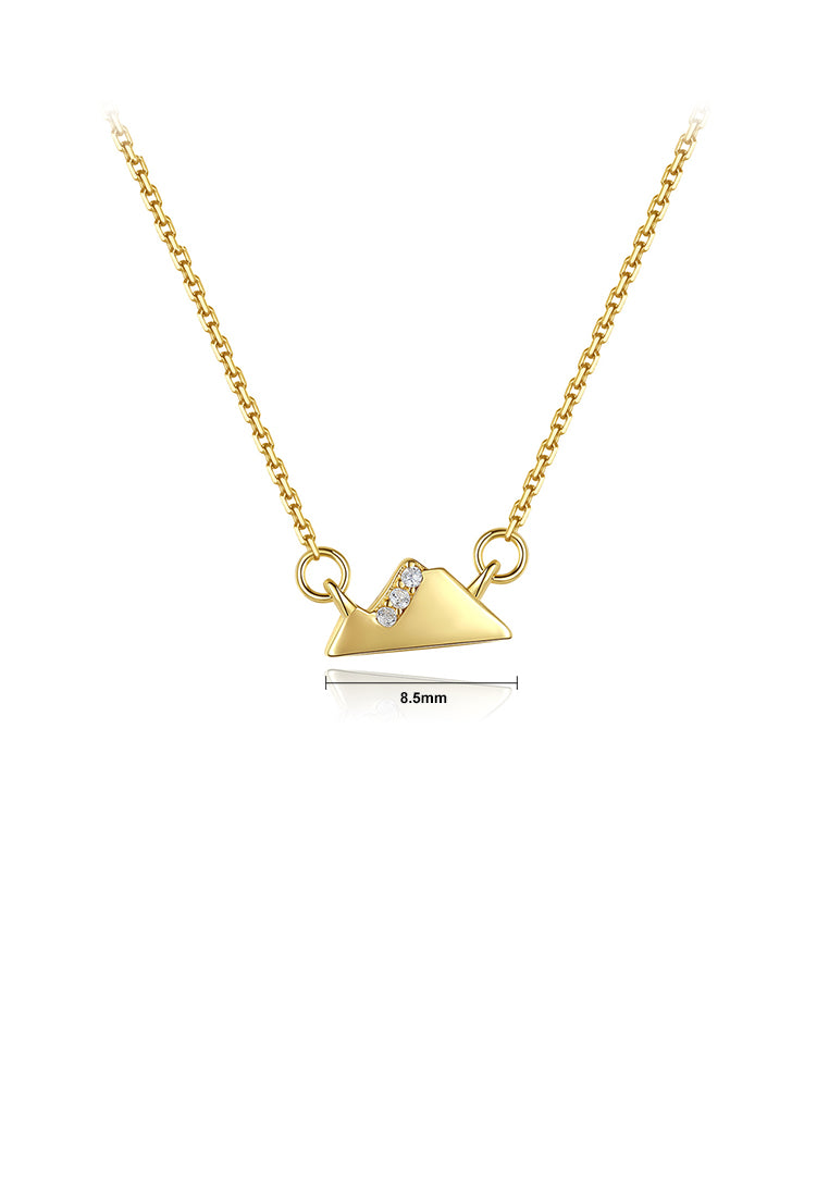 925 Sterling Silver Plated Gold Simple Creative Snow Mountain Necklace with Cubic Zirconia - Luxurious Look