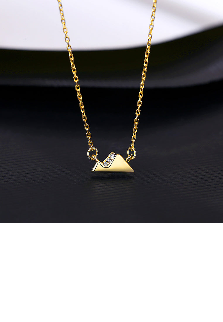 925 Sterling Silver Plated Gold Simple Creative Snow Mountain Necklace with Cubic Zirconia - Luxurious Look