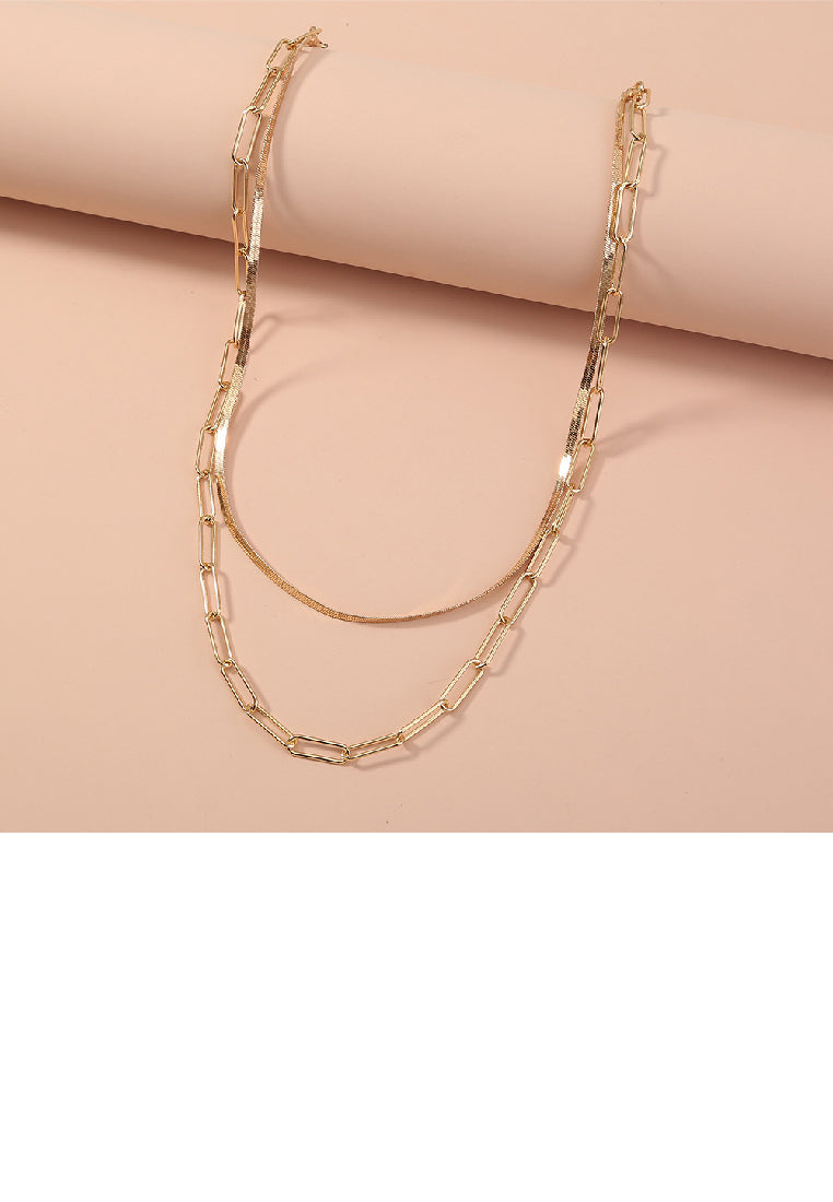 Simple Fashion Plated Gold Chain Double Layer Necklace