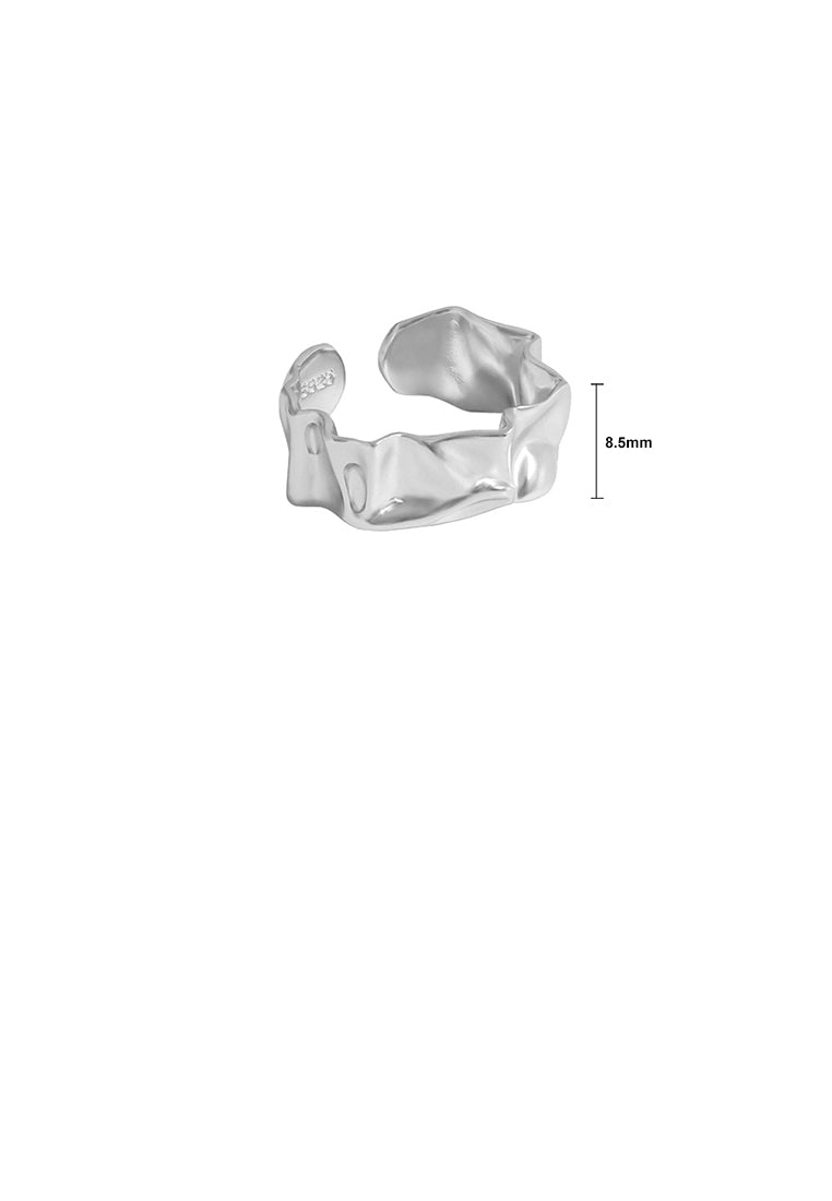 925 Sterling Silver Fashion Personality Irregular Fold Geometric Adjustable Opening Ring