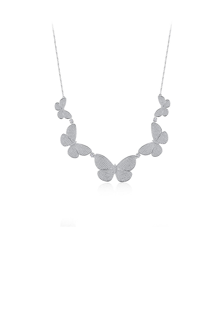 Elegant Bright Butterfly Necklace with Cubic Zirconia - Luxurious Look