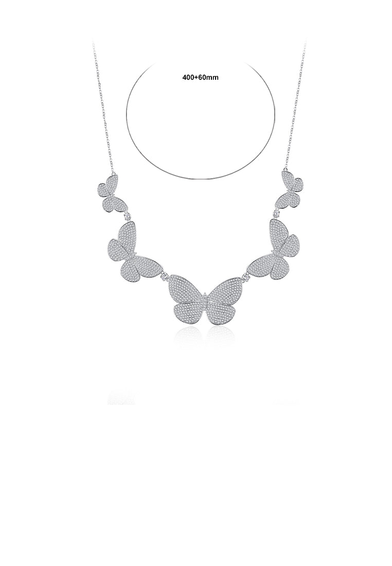 Elegant Bright Butterfly Necklace with Cubic Zirconia - Luxurious Look