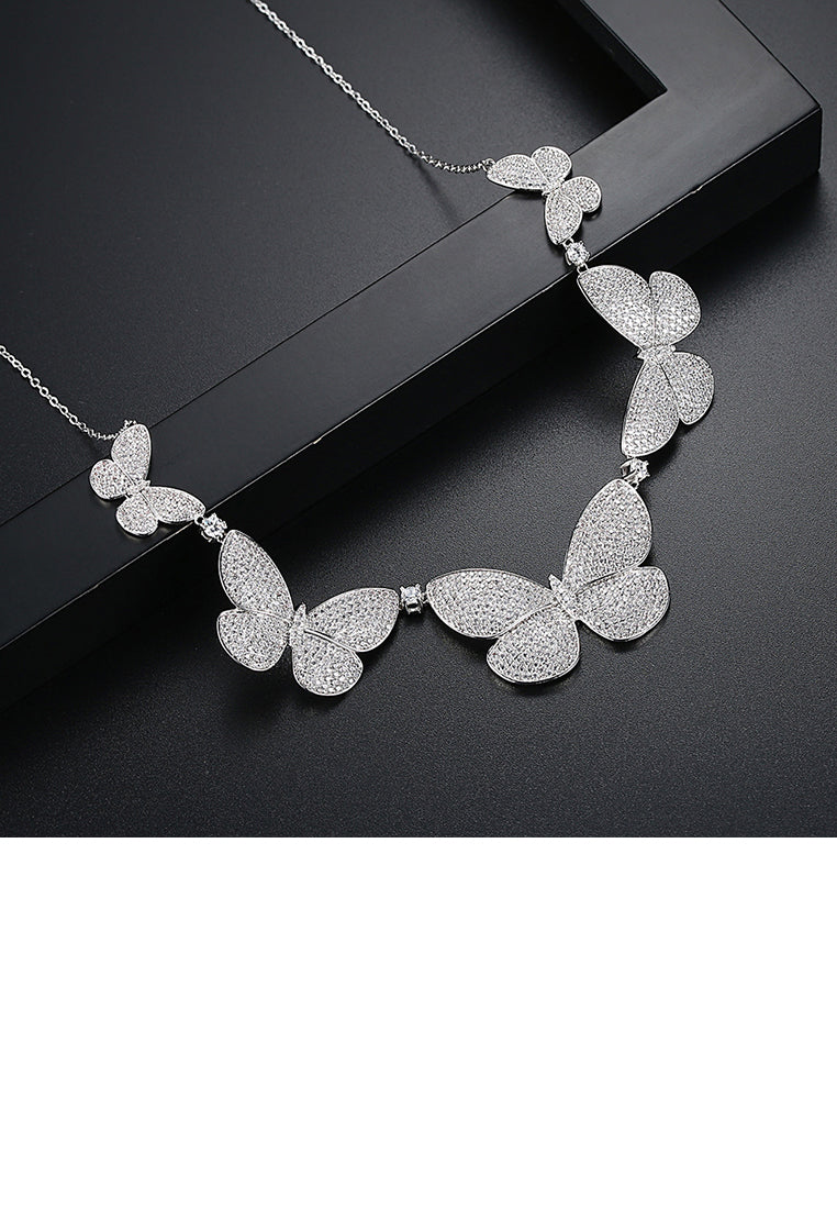 Elegant Bright Butterfly Necklace with Cubic Zirconia - Luxurious Look