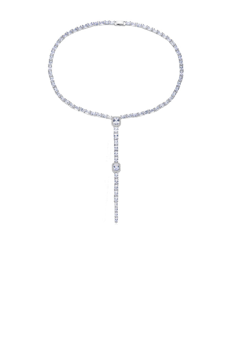 Fashion Luxury Geometric Cubic Zirconia Tassel Necklace - Luxurious Look