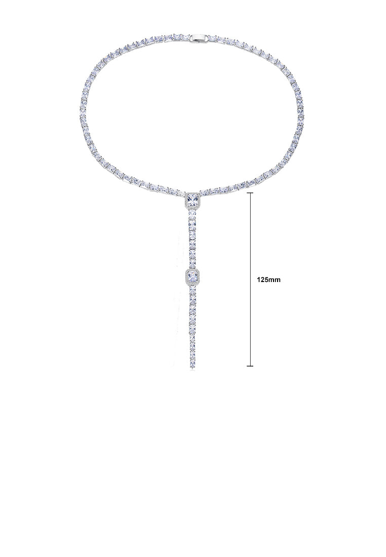 Fashion Luxury Geometric Cubic Zirconia Tassel Necklace - Luxurious Look