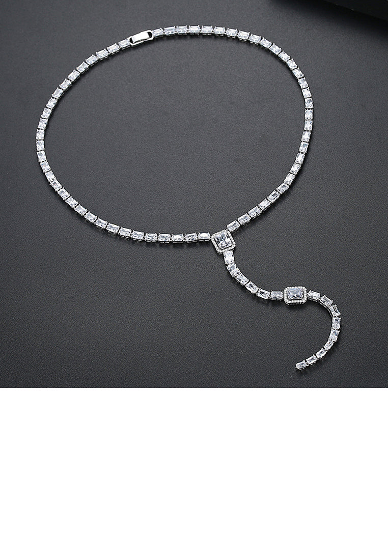 Fashion Luxury Geometric Cubic Zirconia Tassel Necklace - Luxurious Look