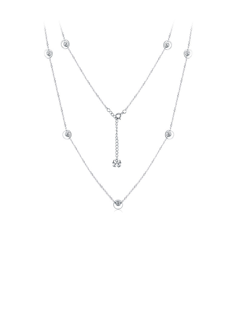 925 Sterling Silver Fashion Simple Geometric Round Long Necklace