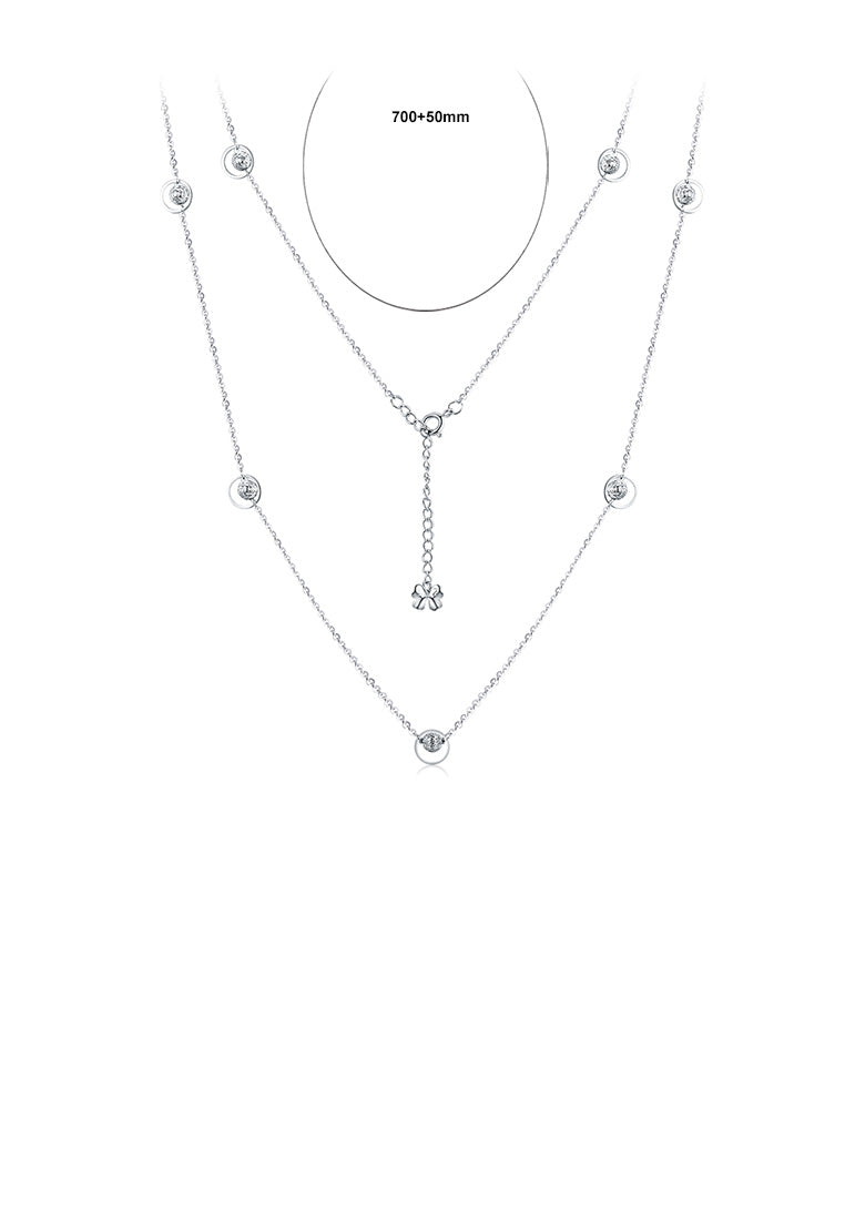 925 Sterling Silver Fashion Simple Geometric Round Long Necklace