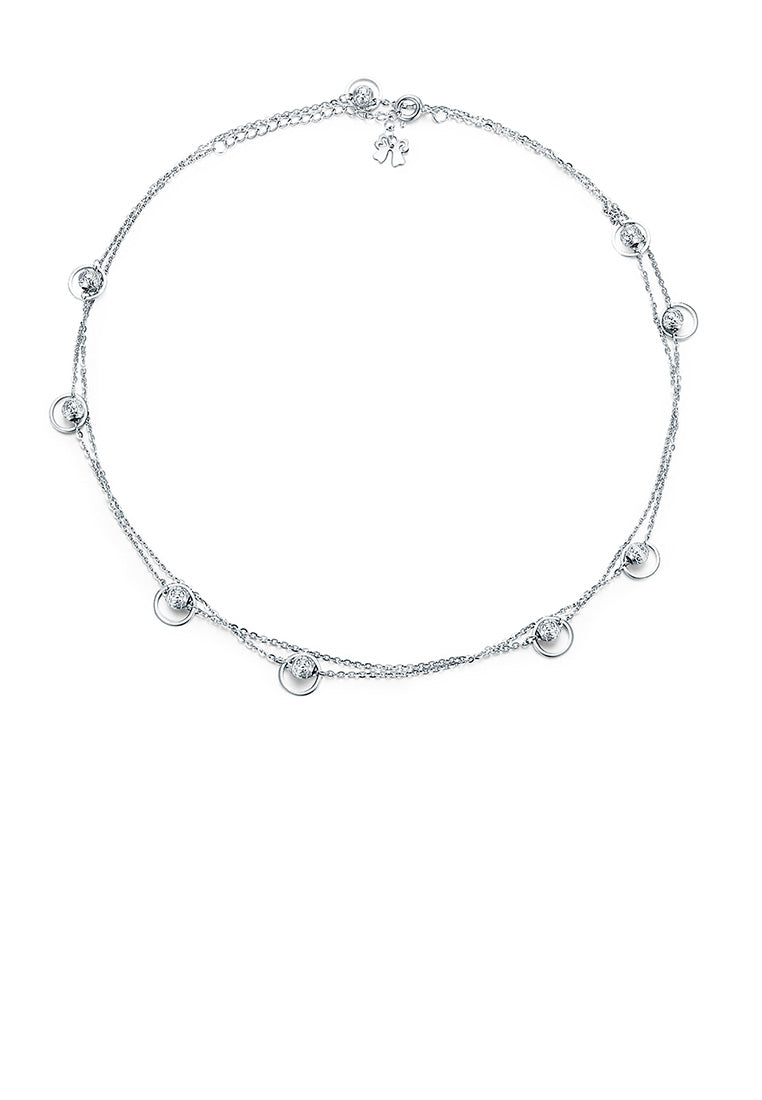 925 Sterling Silver Fashion Simple Geometric Round Long Necklace