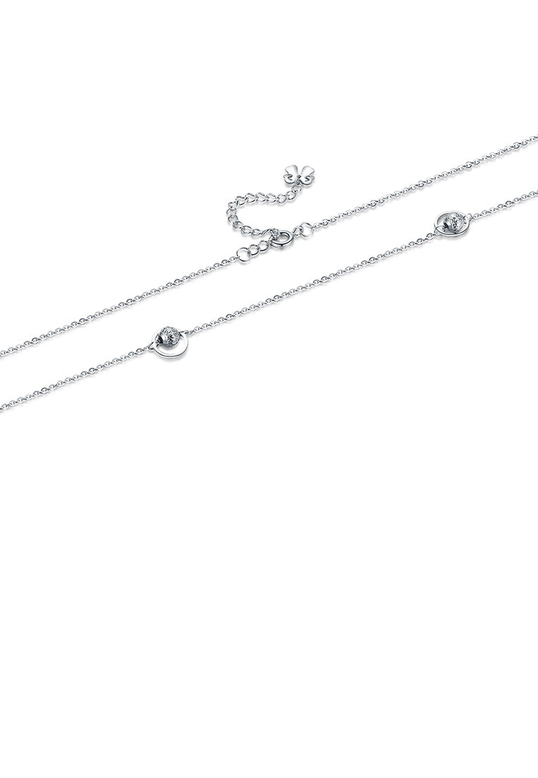 925 Sterling Silver Fashion Simple Geometric Round Long Necklace