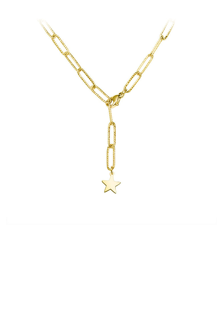 Fashion Simple Plated Gold 316L Stainless Steel Star Necklace