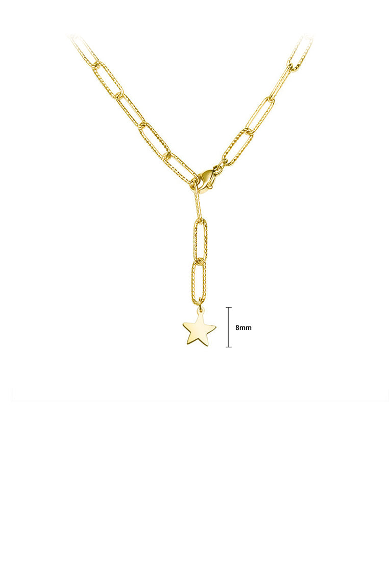 Fashion Simple Plated Gold 316L Stainless Steel Star Necklace