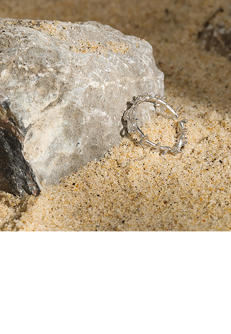 925 Sterling Silver Simple Fashion Olive Branch Geometric Adjustable Opening Ring