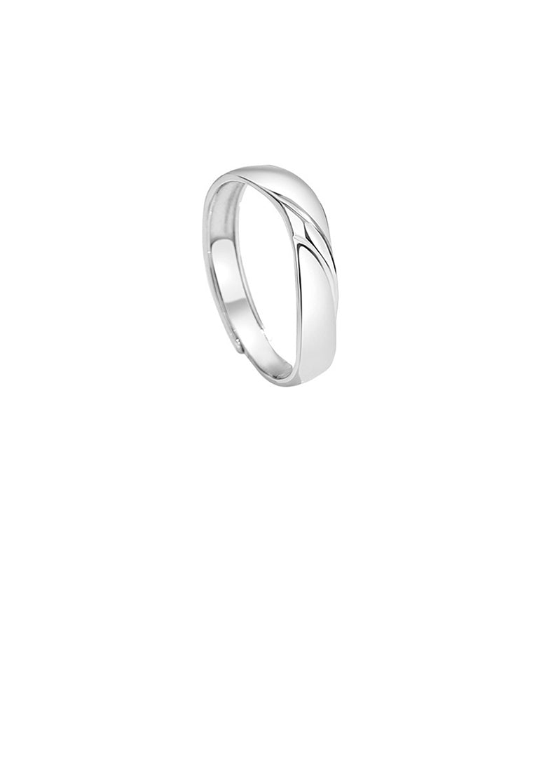 925 Sterling Silver Fashion Simple Stripe Geometric Adjustable Ring