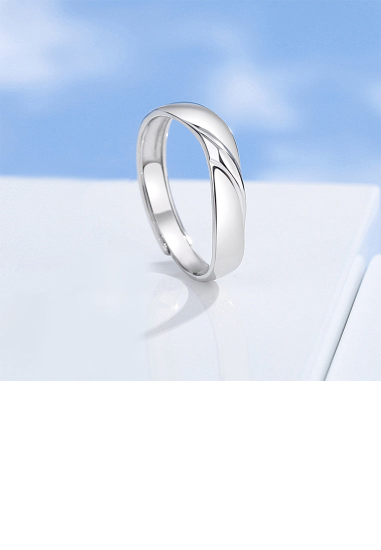 925 Sterling Silver Fashion Simple Stripe Geometric Adjustable Ring