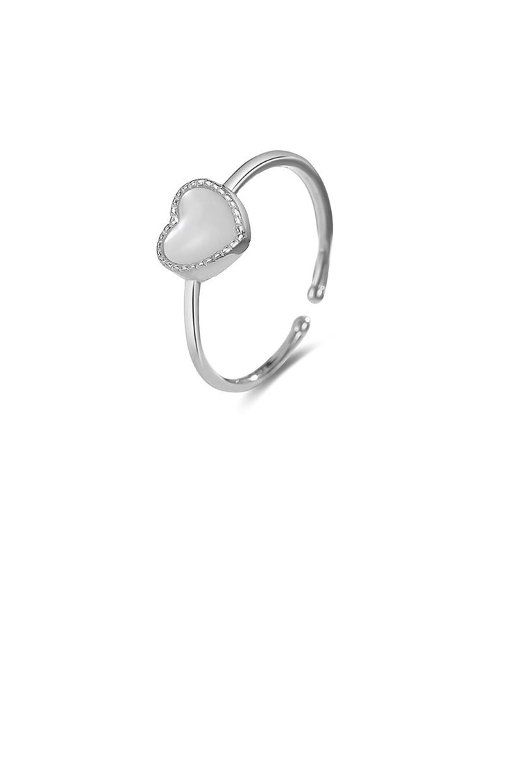 925 Sterling Silver Simple Romantic Heart-shaped Imitation Pearl Adjustable Open Ring - Luxurious Look