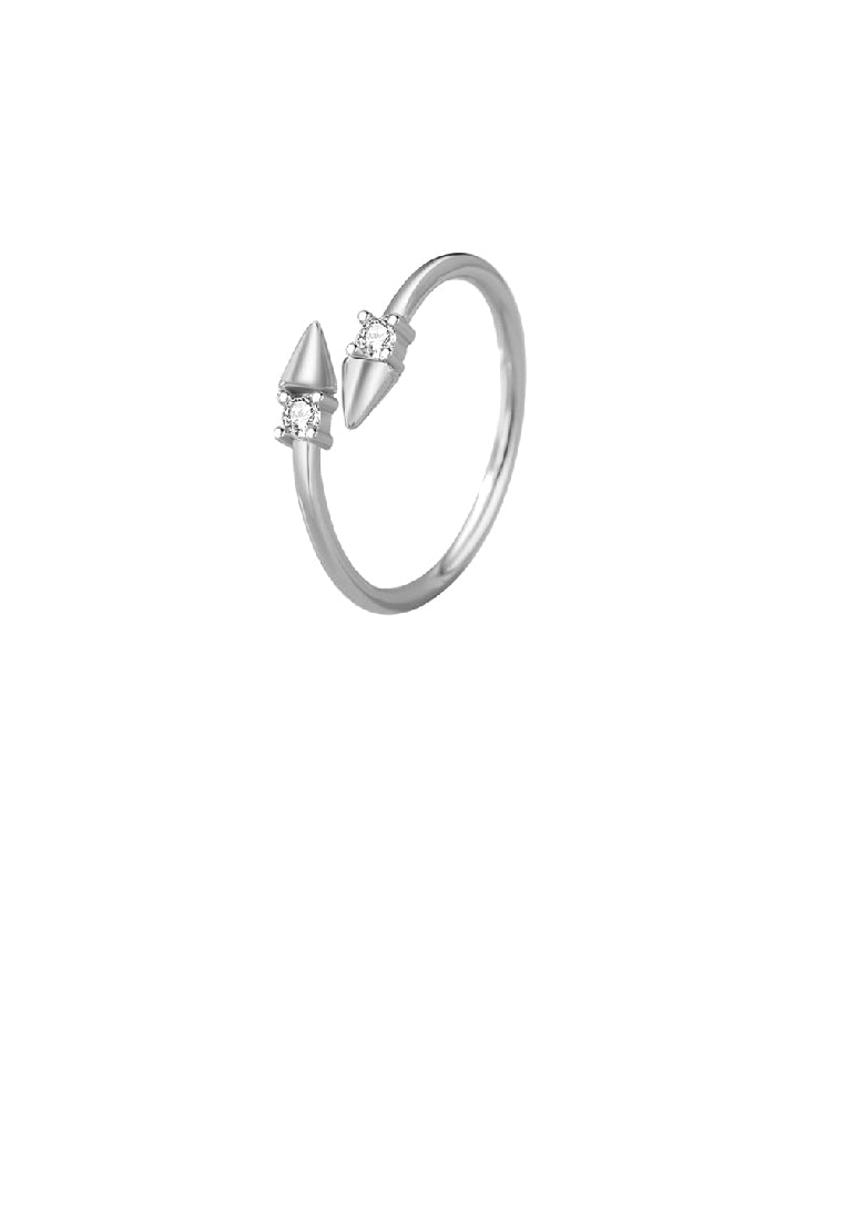 925 Sterling Silver Simple Personality Arrow Geometric Adjustable Open Ring with Cubic Zirconia - Luxurious Look