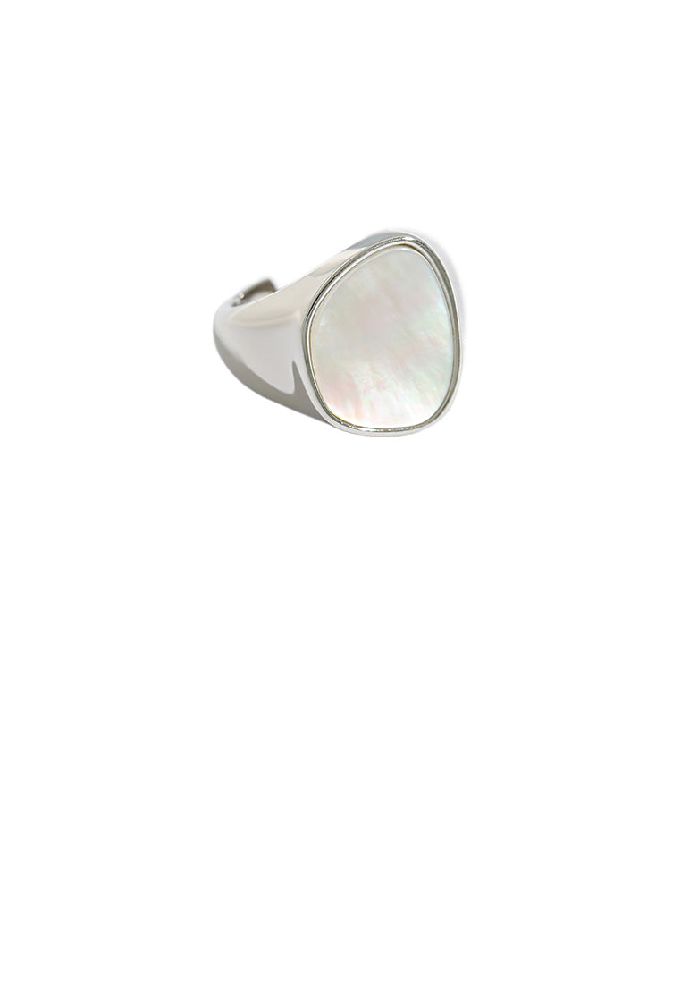925 Sterling Silver Fashion Simple Geometric Shell Adjustable Open Ring