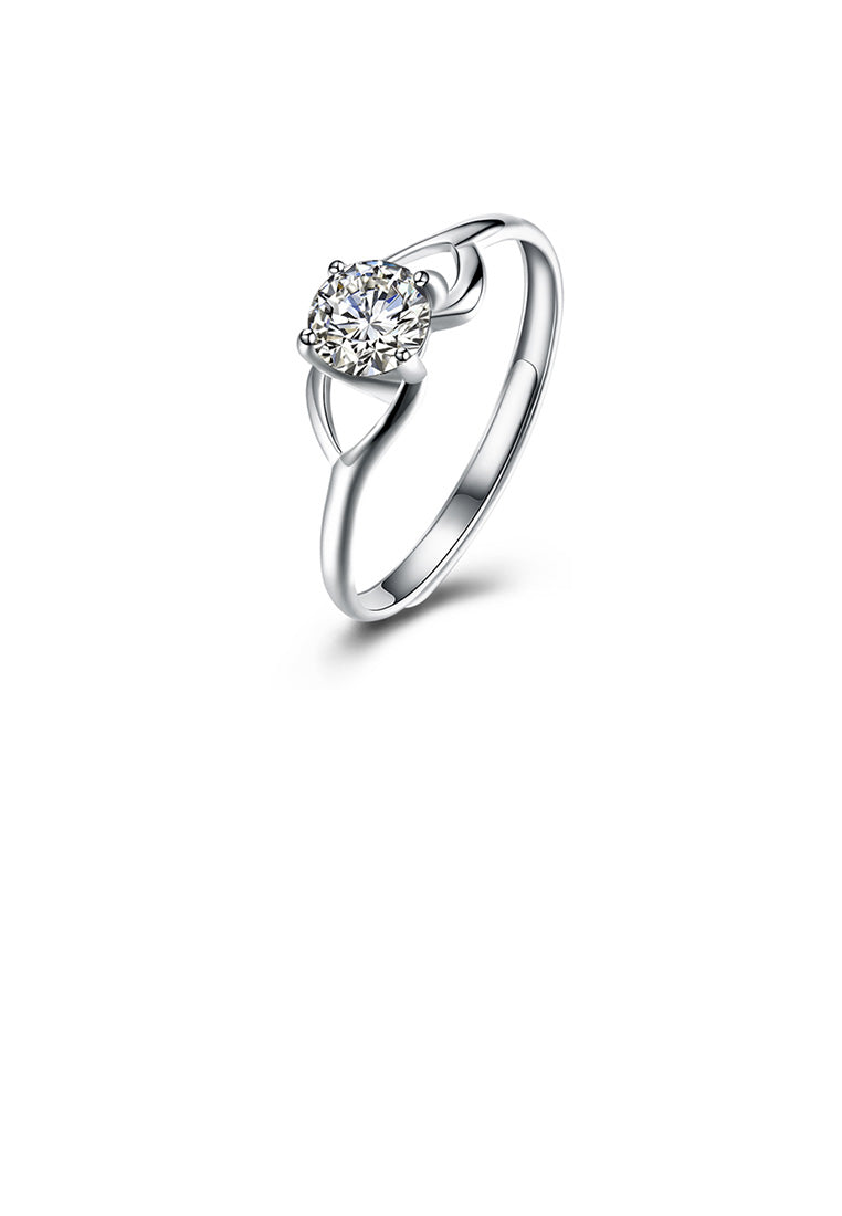 925 Sterling Silver Simple Fashion Geometric Adjustable Ring with Cubic Zircon