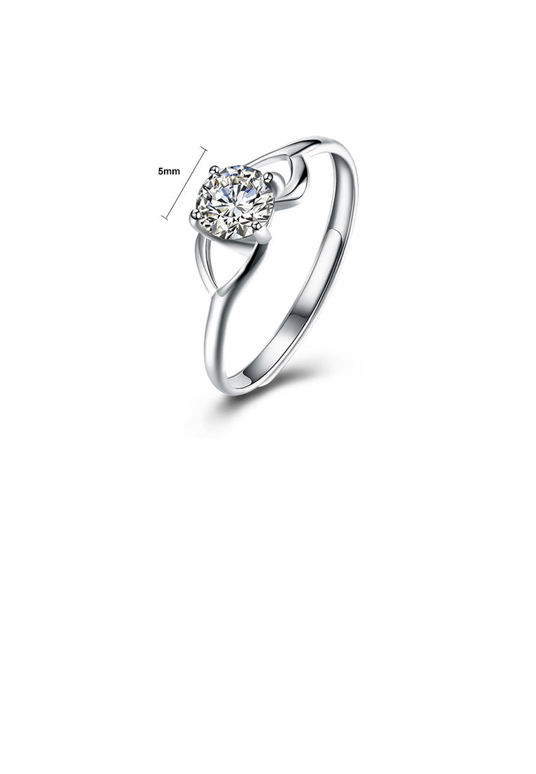 925 Sterling Silver Simple Fashion Geometric Adjustable Ring with Cubic Zircon