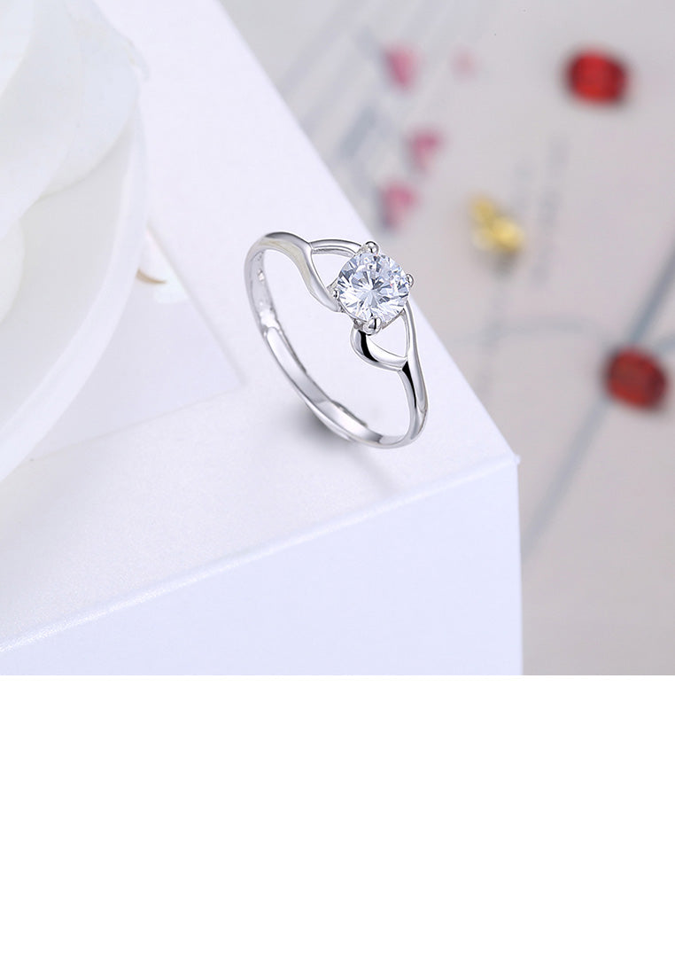 925 Sterling Silver Simple Fashion Geometric Adjustable Ring with Cubic Zircon