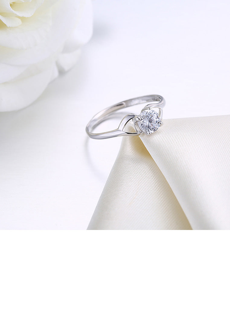 925 Sterling Silver Simple Fashion Geometric Adjustable Ring with Cubic Zircon