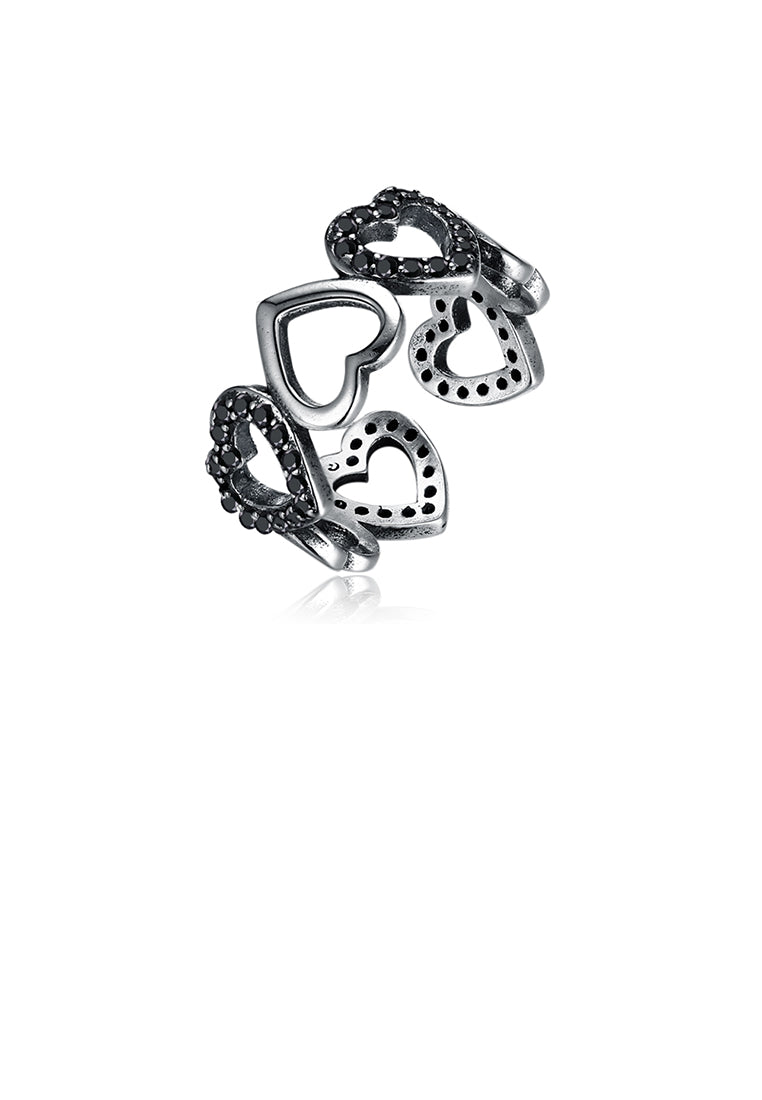 925 Sterling Silver Vintage Elegant Fashion Heart Shape Adjustable Opening Ring