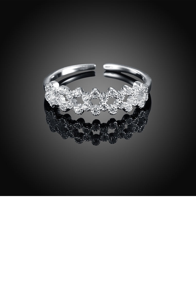 925 Sterling Silver Elegant Fashion Cubic Zircon Adjustable Opening Ring