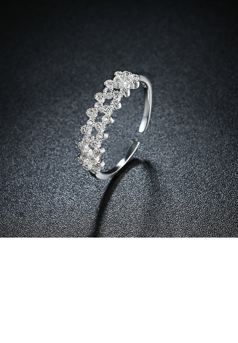 925 Sterling Silver Elegant Fashion Cubic Zircon Adjustable Opening Ring