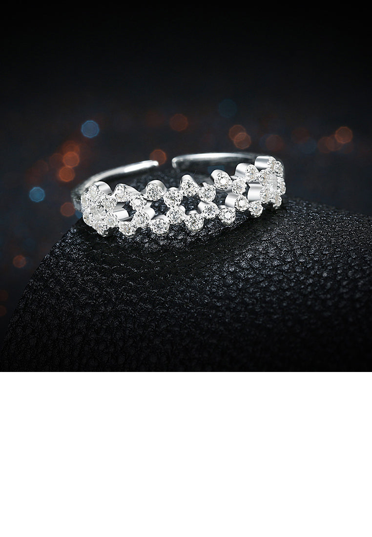 925 Sterling Silver Elegant Fashion Cubic Zircon Adjustable Opening Ring