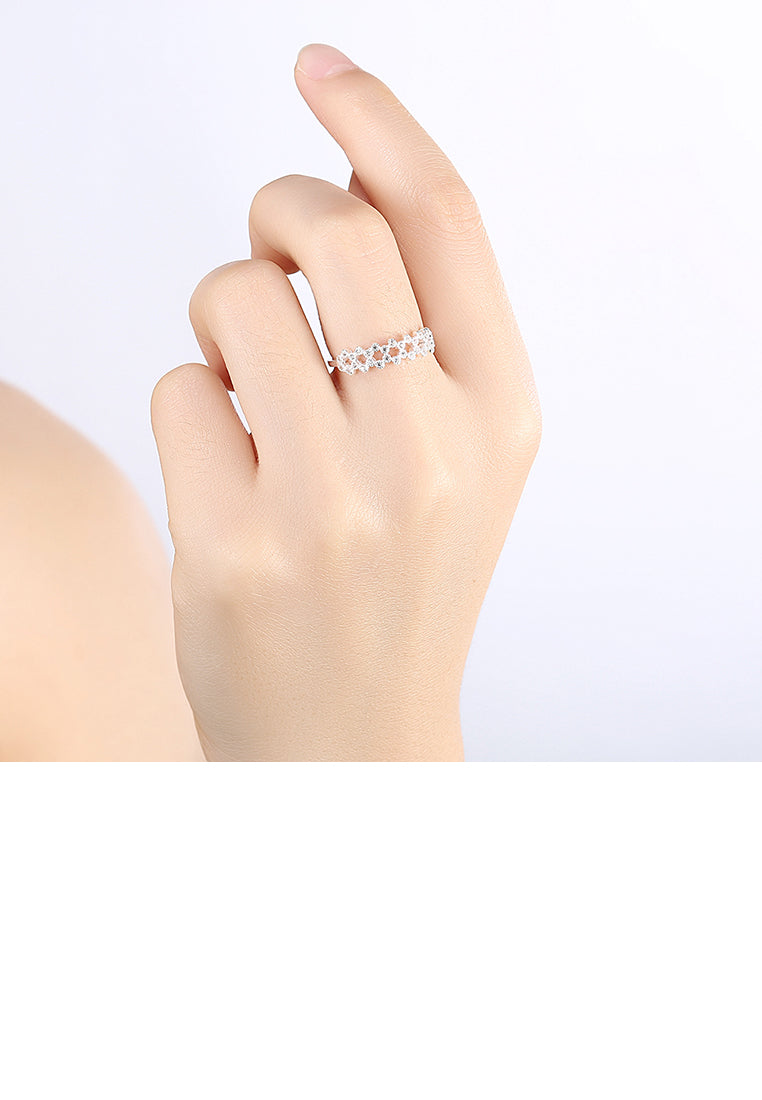 925 Sterling Silver Elegant Fashion Cubic Zircon Adjustable Opening Ring