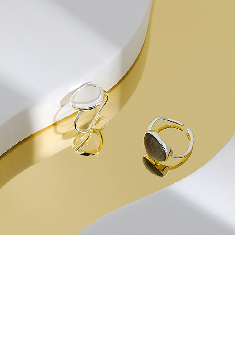 925 Sterling Silver Fashion Simple Geometric Crystal Adjustable Open Ring