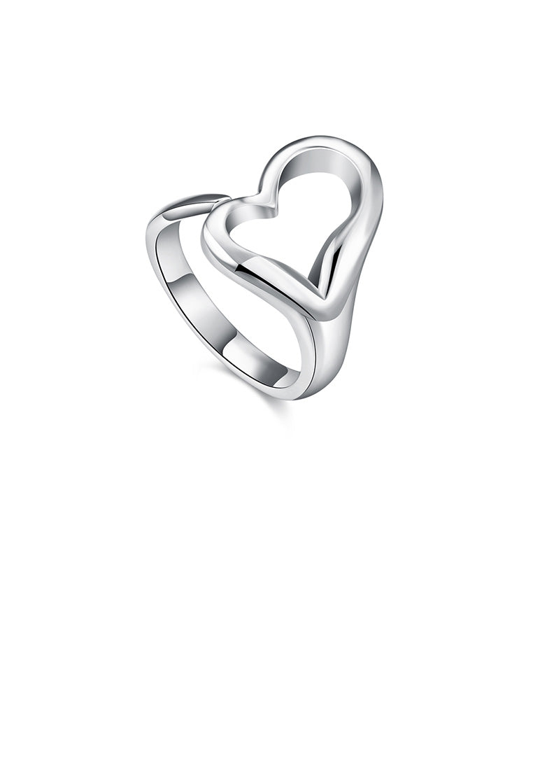 Simple Romantic Hollow Heart Adjustable Split Ring