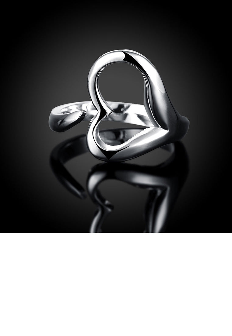Simple Romantic Hollow Heart Adjustable Split Ring