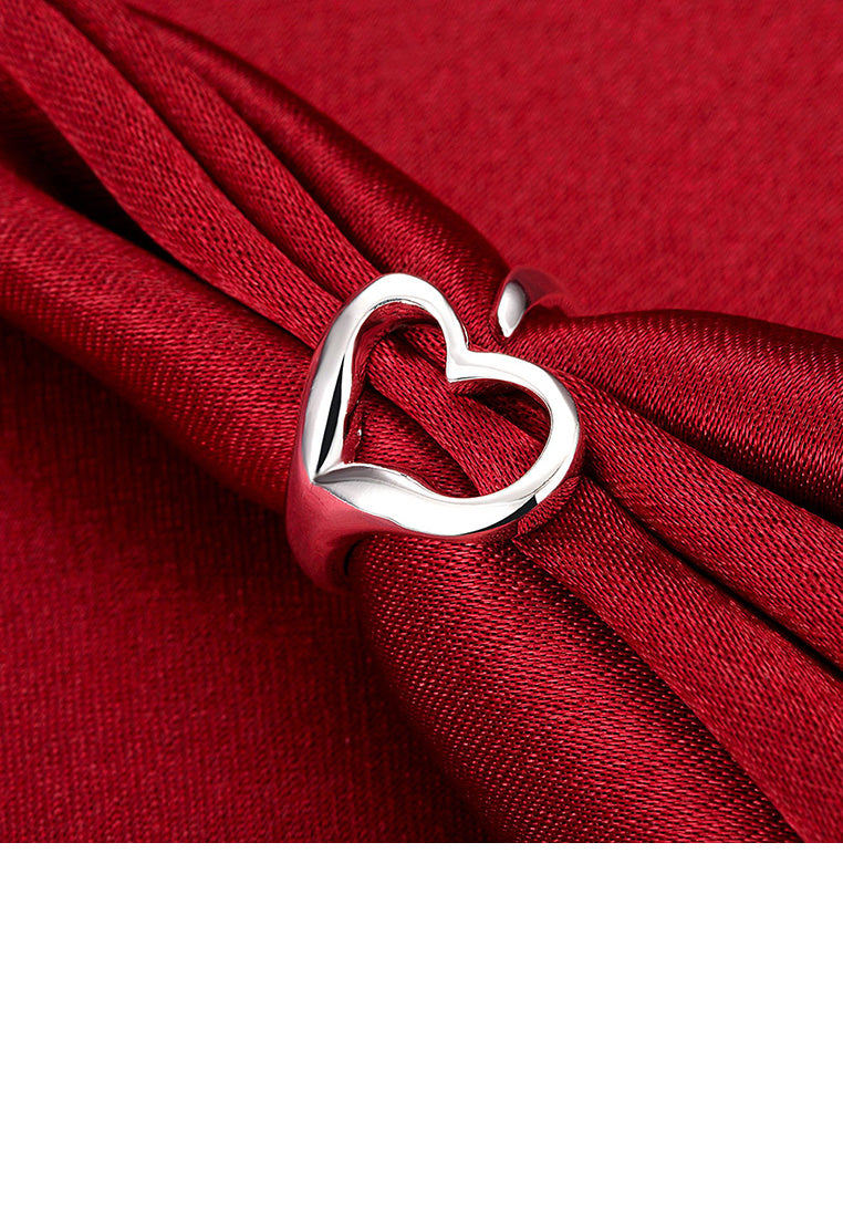 Simple Romantic Hollow Heart Adjustable Split Ring