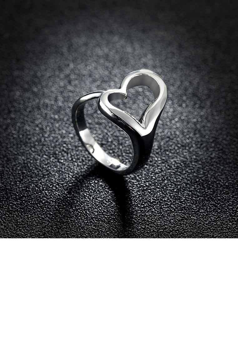 Simple Romantic Hollow Heart Adjustable Split Ring