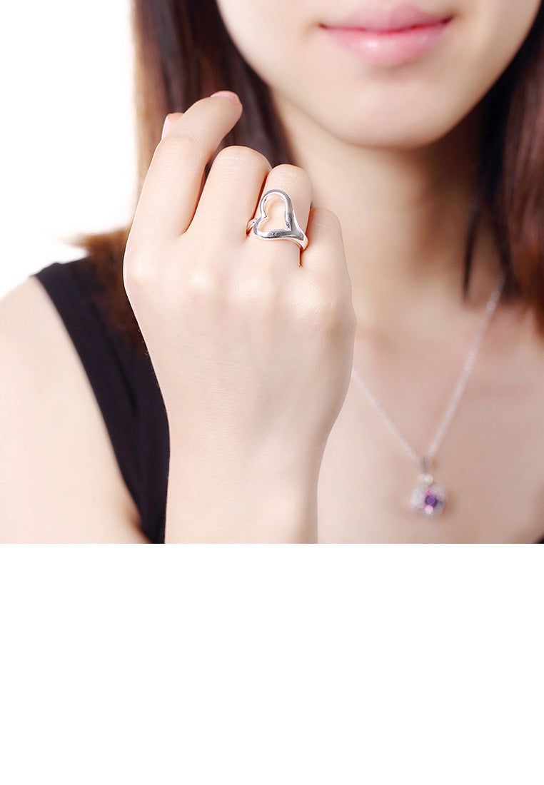 Simple Romantic Hollow Heart Adjustable Split Ring