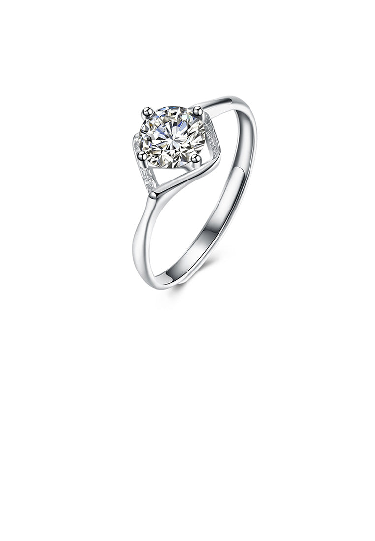 925 Sterling Silver Fashion Hollow Diamond Cubic Zircon Adjustable Ring