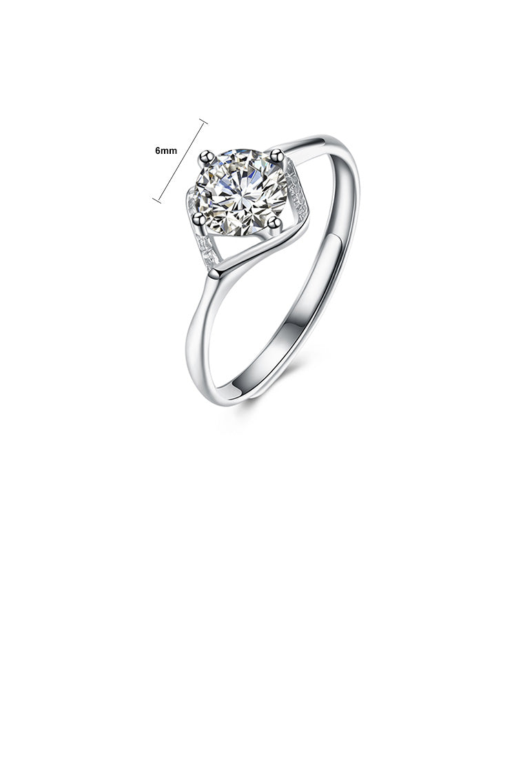 925 Sterling Silver Fashion Hollow Diamond Cubic Zircon Adjustable Ring