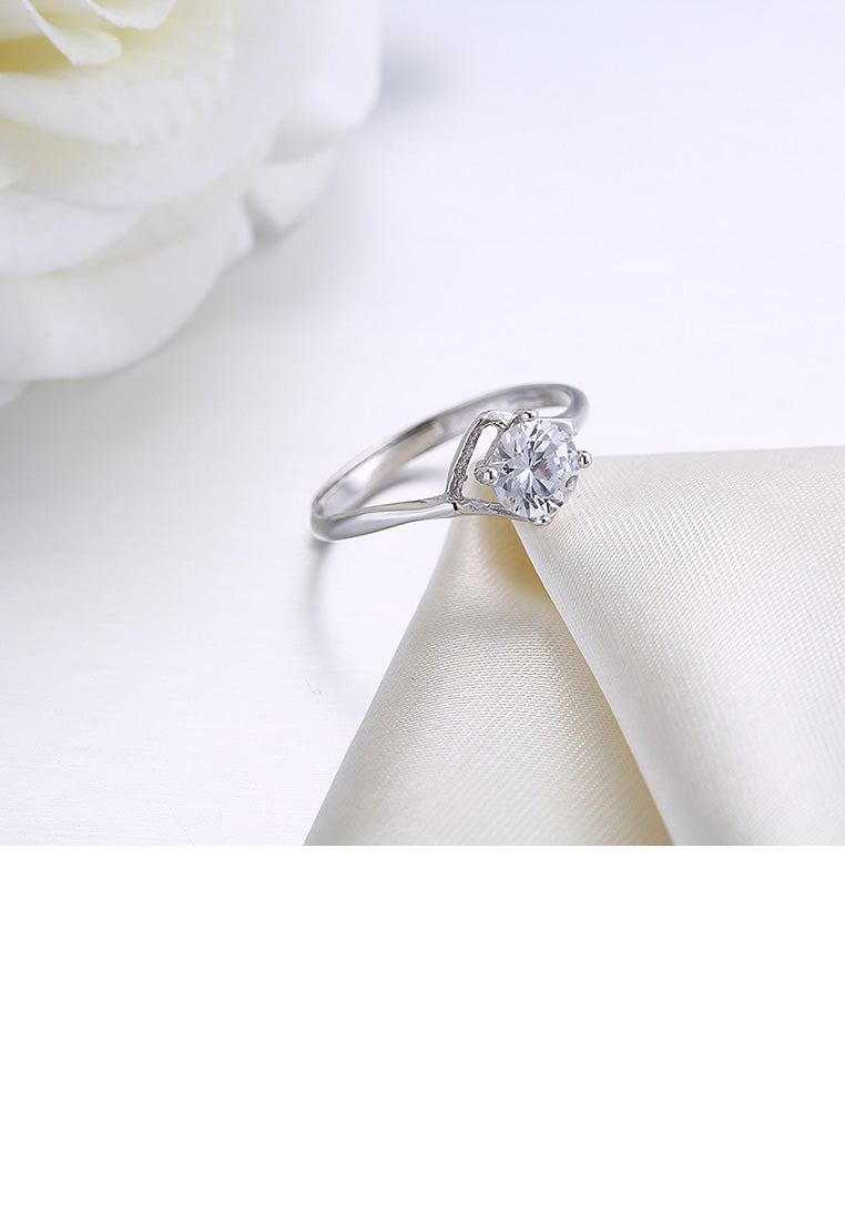 925 Sterling Silver Fashion Hollow Diamond Cubic Zircon Adjustable Ring