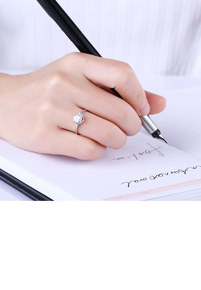 925 Sterling Silver Fashion Hollow Diamond Cubic Zircon Adjustable Ring