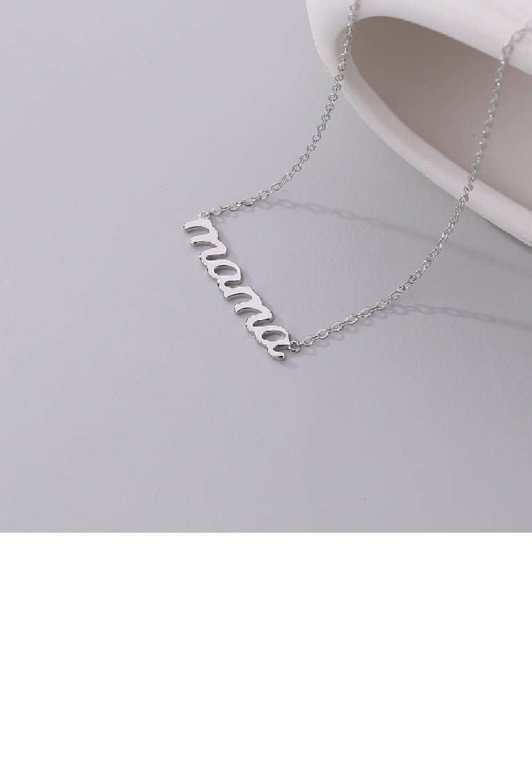 925 Sterling Silver Fashion Simple Alphabet Mama Pendant with Necklace
