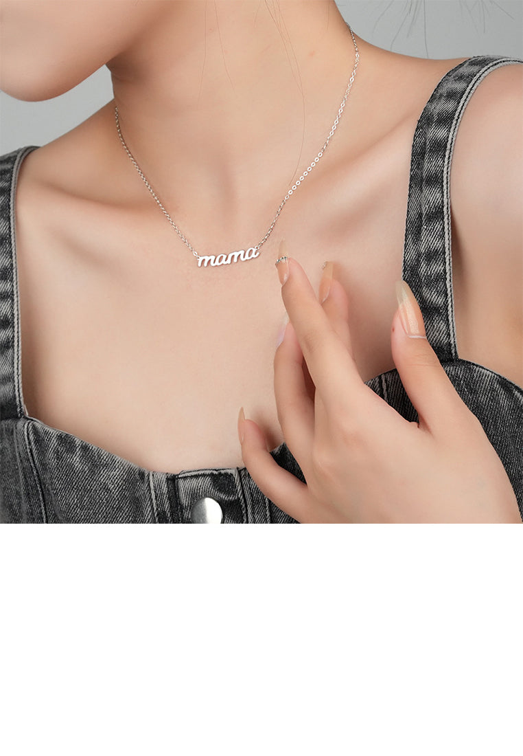 925 Sterling Silver Fashion Simple Alphabet Mama Pendant with Necklace